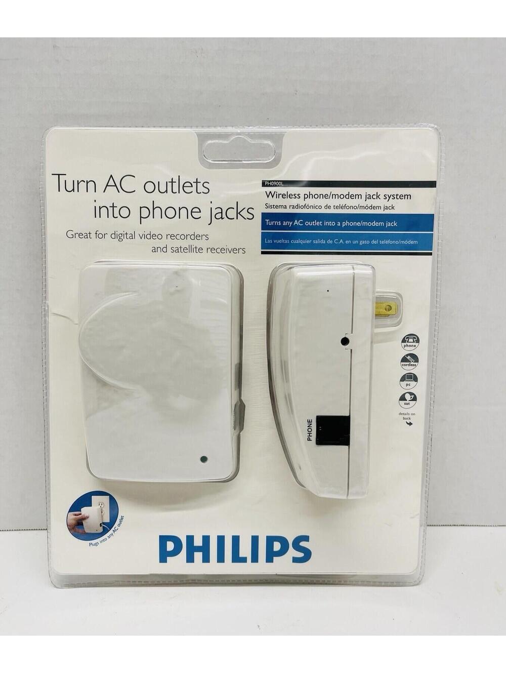Philips Wireless Phone Modem Jack System PH0900 Turn AC Outlets to Phone Jacks